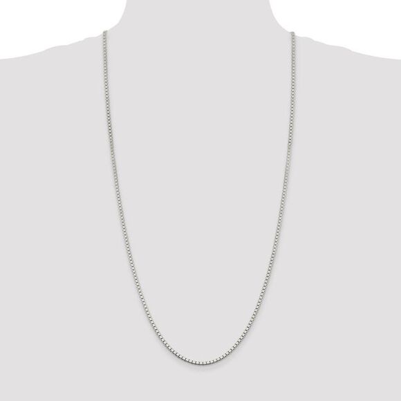 2.5mm Sterling Silver, Solid Box Chain Necklace, 30 Inch - Picture 2 of 8